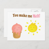 あなたは私を溶かし、アイスクリームと太陽、愛のユーモア ポストカード (正面/裏面)