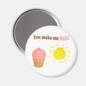 あなたは私を溶かし、アイスクリームと太陽、愛のユーモア マグネット (正面/裏面)