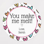 あなたは私を溶かすカラフルハートバレンタインギフト ラベル (デザイン1)