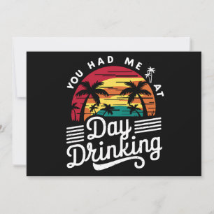 あなたは私を飲んで昼におもしろいレトロビーチ 招待状