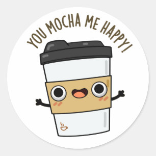 あなたは私ハッピーコーヒおもしろいープン ラウンドシール