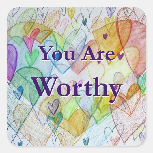 あなたは立派なハートアートステッカーデカール スクエアシール (正面)