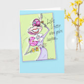 あなたは笑う人生の方が良い誕生日カード カード (黄色い花)