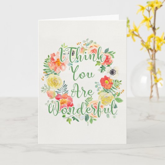 あなたは素敵だと思う - 水彩花のカード カード (黄色い花)