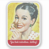 あなたは素敵なおもしろいレトロな女性に見える シール (正面)