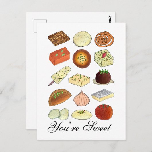 あなたは素敵なインドのミタハイ スイーツ コンフェクショナリー フード ポストカード (正面/裏面)