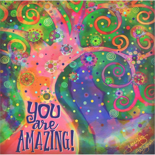 あなたは素晴らしいお洒落ピンクの木だ シール (正面)