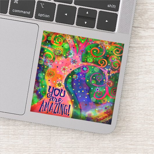 あなたは素晴らしいお洒落ピンクの木だ シール (詳細)