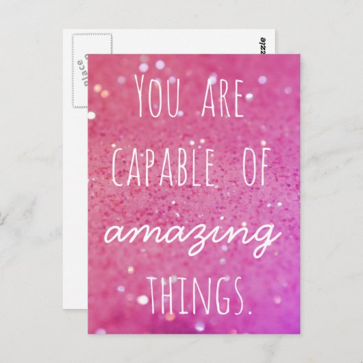あなたは素晴らしいことをする能力がある – ピンク《写真》ぼけ味 ポストカード (正面/裏面)
