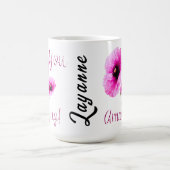 あなたは素晴らしいピンクの花柄 コーヒーマグカップ (中央)