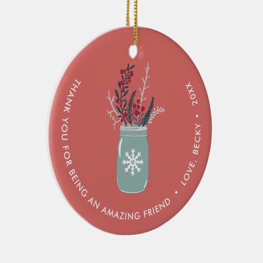 あなたは素晴らしい友達になってくれてありがとうパーソナライズされた セラミックオーナメント (右)
