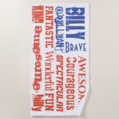 あなたは素晴らしい名前をカスタムするの赤白青米国の旗 ビーチタオル (正面)