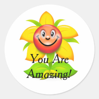 あなたは素晴らしい花柄シール ラウンドシール