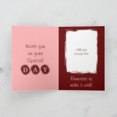 あなたは素晴らしい追加の写真名バーガンディ誕生日 カード (内部)