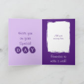 あなたは素晴らしい追加の写真名パープル誕生日 カード (内部)