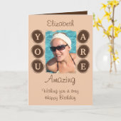 あなたは素晴らしい追加の写真名ブラウン誕生日 カード (黄色い花)