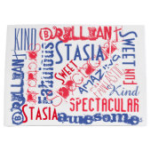 あなたは素晴らしい! 赤く白くおよび青のパーソナライズ ラージペーパーバッグ (正面)