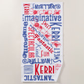 あなたは素晴らしくパーソナライズな赤、白および青 ビーチタオル (正面)