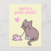あなたは素晴らしキャッチ！かわいい猫の教室バレンタイン ポストカード (正面)