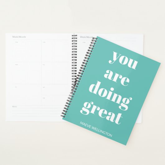 あなたは素晴らしティール（緑がかった色）インスパイアのパーソナライズされた プランナー手帳 (ディスプレー)