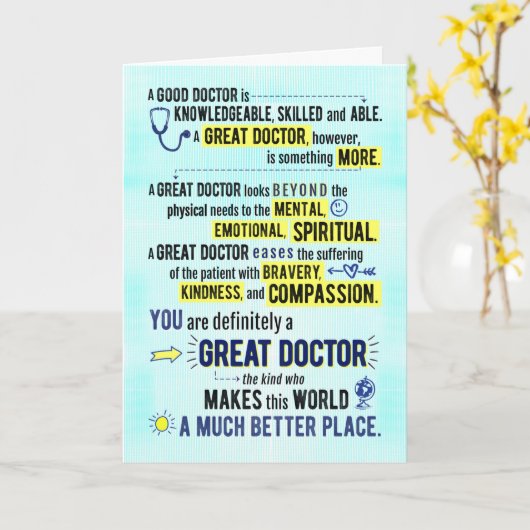 あなたは素晴らし医者が世界を良くする カード (黄色い花)