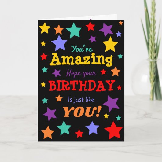 あなたは素晴らし!明るいカラフル誕生日カード カード (正面)