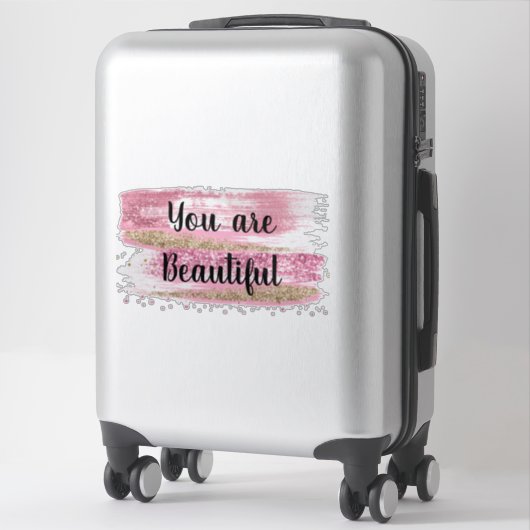 あなたは美しいピンクのグリッター シール (スーツケース)