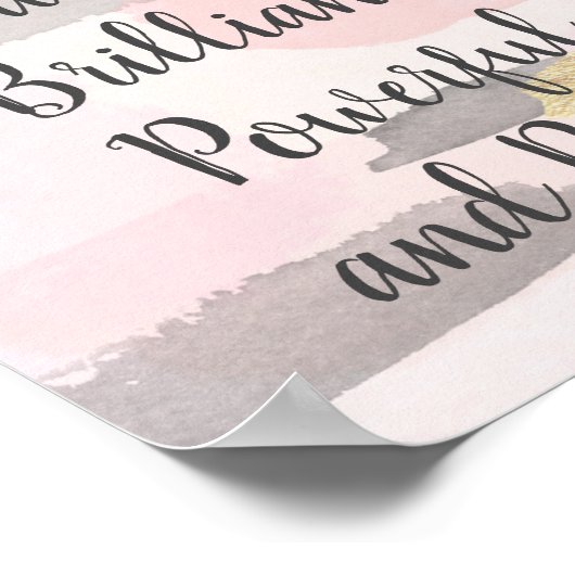 あなたは美しい – ピンクの金ゴールド引用文 ポスター (角)