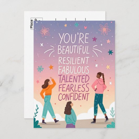 あなたは美しく恐れを知らないやる気を起こさせる引用文 ポストカード (正面/裏面)