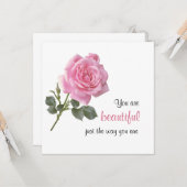 あなたは自分と同じように美しく、ピンクのバラ カード (正面/裏面インサイチュ)