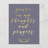 あなたは自分の考えと祈りの言葉- Mauve & 金ゴールド ポストカード (正面)