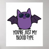 あなたは自分の血液型のおもしろいこうもり ポスター (正面)