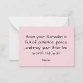 あなたは自分自身ではなくラマダーンを食おもしろいべる ノートカード (裏面)