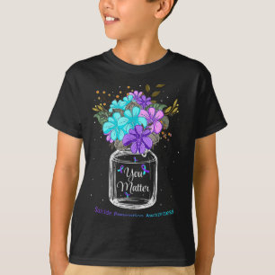 あなたは自殺防止の花紫色のリボンサポート Tシャツ