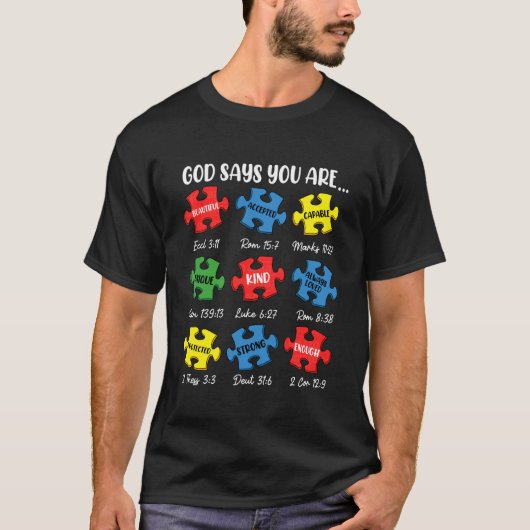 あなたは自閉症です 神の言葉 キリスト教 イエス 聖書の言葉 Tシャツ (正面)