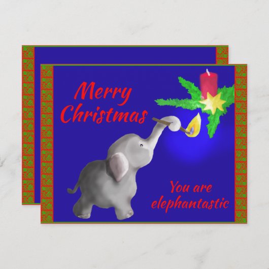 あなたは象の亡霊の甘いクリスマスカーモダンドである シーズンカード (正面/裏面)