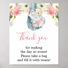 あなたは象の女の子の赤ちゃんシャワーのサインを好む ポスター