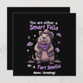 あなたは賢いヤツかな？それともおなら臭いヤツかな？面白い 招待状 (正面/裏面)