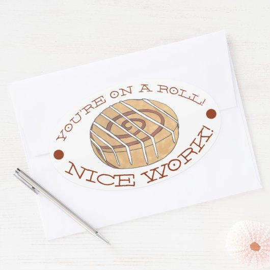 あなたは転がだ!ニースワーク先生シナモン転が 楕円形シール (封筒)