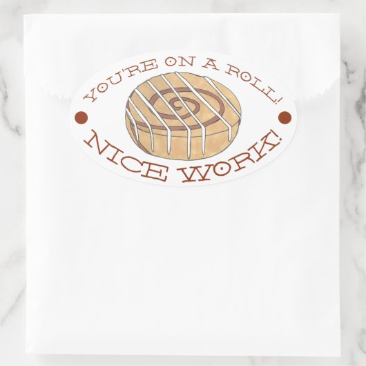 あなたは転がだ!ニースワーク先生シナモン転が 楕円形シール (バッグ)