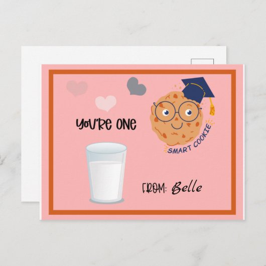 あなたは頭が切れる1枚のクッキーのバレンタインデーカード シーズンポストカード (正面/裏面)