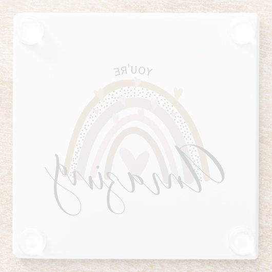 あなたは驚くべき前向き虹の贈り物 ガラスコースター (裏面)