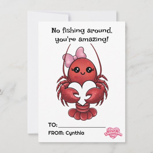 あなたは驚くべき、赤いロブスター、キッズバレンタインデー シーズンカード (正面)