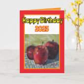 あなたは魅力的な3赤りんごハッピーバースデー カード (黄色い花)