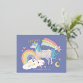 あなたは魔法のユニコーンとレインボーバレンタイン 箔シーズンポストカード (立ち正面)