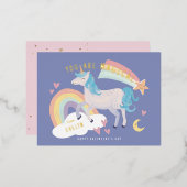 あなたは魔法のユニコーンとレインボーバレンタイン 箔シーズンポストカード (正面/裏面)