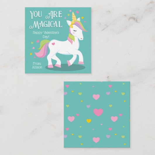 あなたは魔法のユニコーン教室バレンタインデー ノートカード (正面/裏面)
