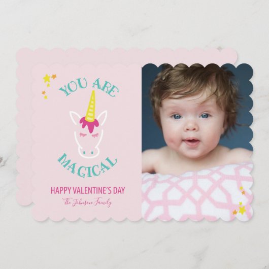 あなたは魔法の一角獣のバレンタインカード シーズンカード (正面/裏面)