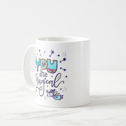 あなたは魔法の手で手紙を受け取図解入りの、写真付きのり コーヒーマグカップ (正面左)