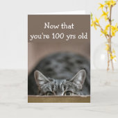あなたは100歳の誕生日が猫をこっそり持ち出す カード (黄色い花)